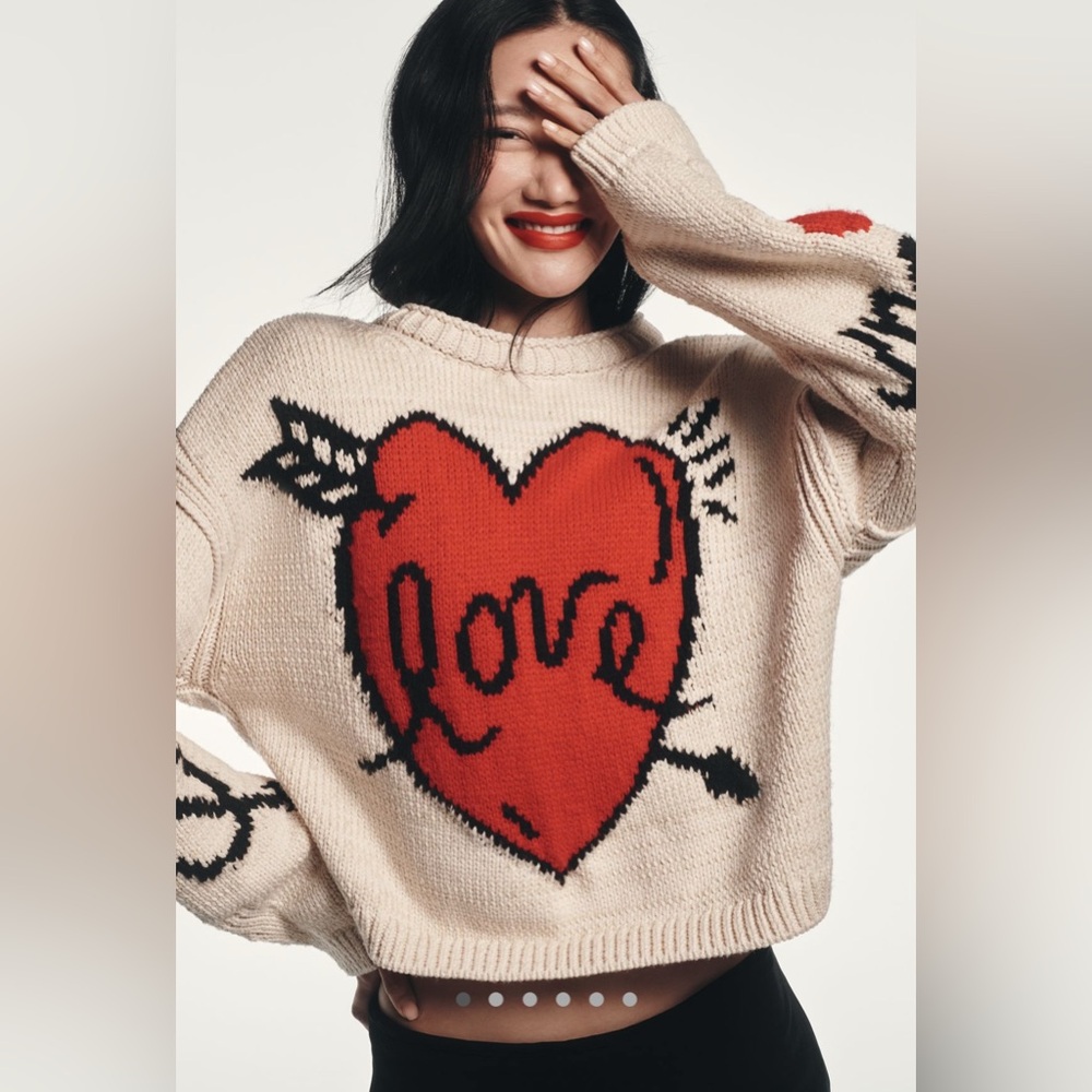 Anthropologie Maeve Lovestruck Crewneck Sweater Long Sleeve XL